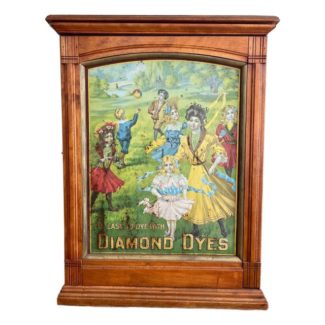 Circa 1910 Diamond Dyes the Governess Advertising Cabinet For Sale
