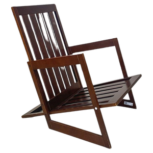 Italian Modern Slanted Wood Armchair, 1980s