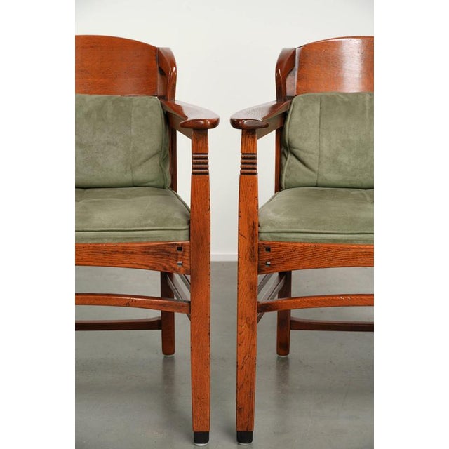 Art Nouveau Jugendstil Dining Chairs with Suede Upholstery from Schuitema, Set of 6 For Sale - Image 11 of 18