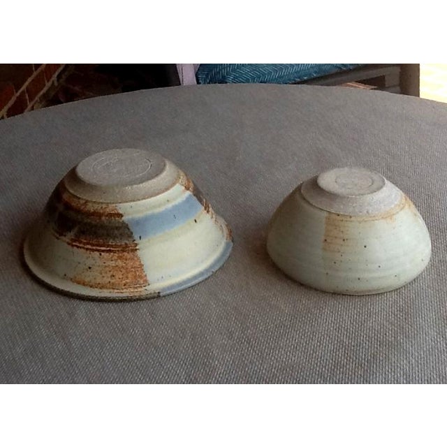 Mid-Century Modern Vintage Ceramic Signed Art Pottery Bowls - Set of 2 For Sale - Image 3 of 7
