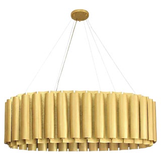 Oval Pendant Light In Matte Hammered Brass For Sale