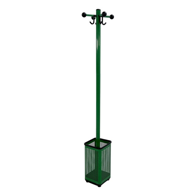 Green Perforated Coat Rack and Umbrella Stand from Neolt, 1980s For Sale