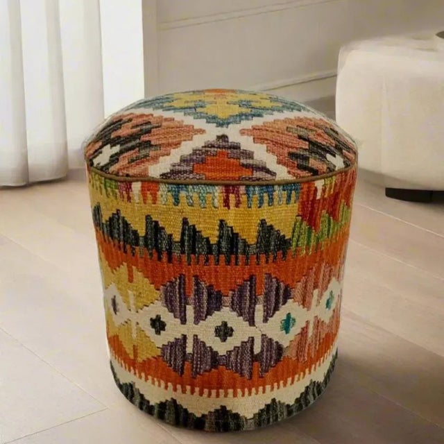 Our unique kilim rug stools are made from 100% wool rugs. A kilim rug is a decorative flat weave rug that has no pile....
