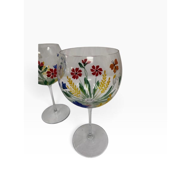 Vintage Royal Danube Romania Hand-Painted Crystal Floral Goblets – Set of 6 For Sale - Image 12 of 12