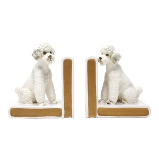 Vintage Ceramic Standard Poodle Bookends by Lefton's - Set of 2 For Sale