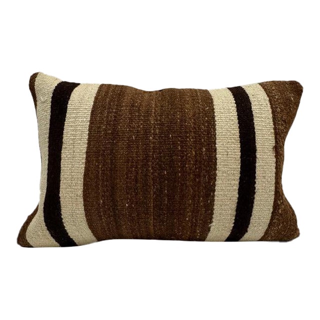 Turkish Hemp Pillow Cushion Natural Beige Brown Pillow Cushion Cover 16" x 24" For Sale