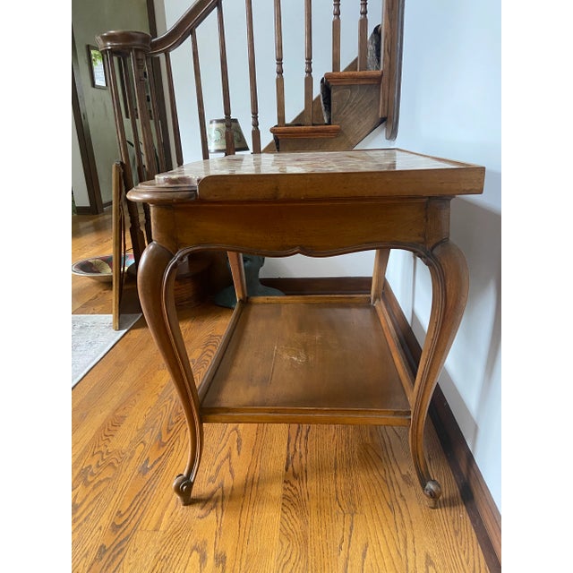 Traditional Antique Walnut Side Table, Marble Top For Sale - Image 3 of 3