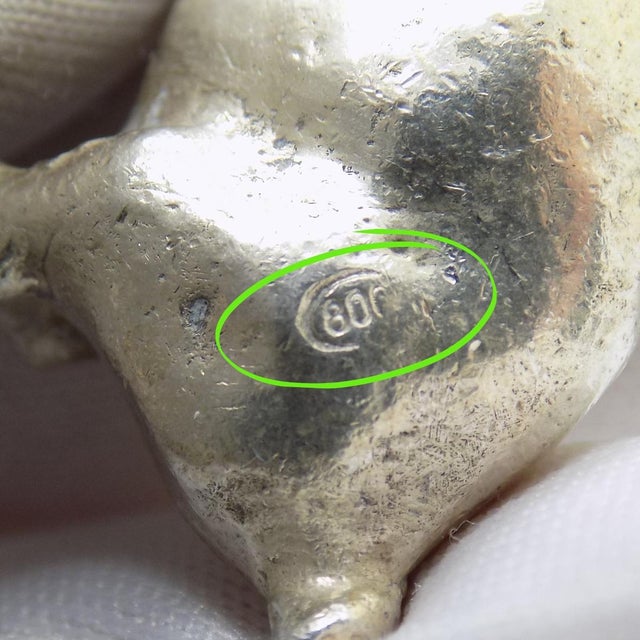 Metal Vintage Italian Handmade Genuine Silver Pig Piggy Figurine Sculpure Miniature For Sale - Image 7 of 9