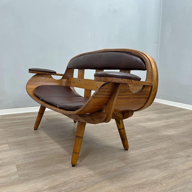 Rustic Wooden Barrel Chairs and Sofa, Italy, 1970s, Set of 4 For Sale - Image 13 of 18