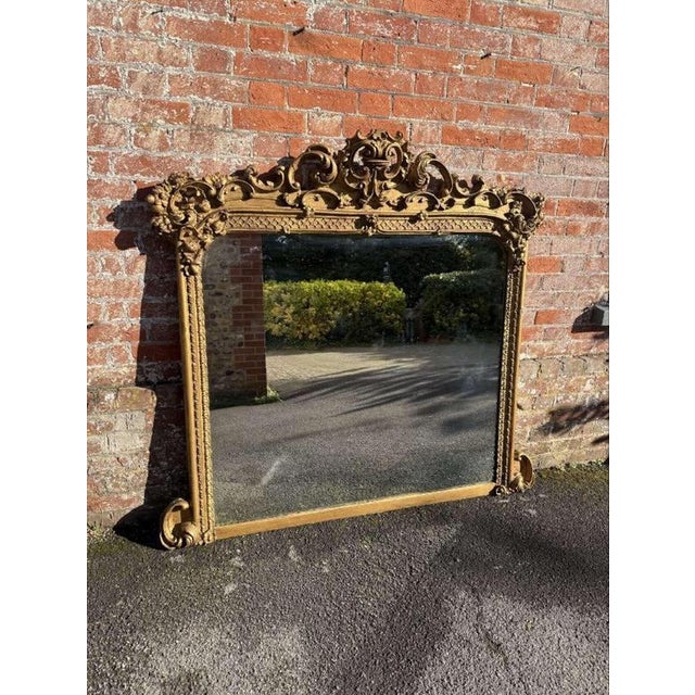Large Antique 19th Century English Gilt Overmantle Mirror For Sale - Image 9 of 9