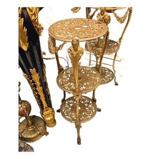 French Style Gold Leaf Tiered Side Table – Ornate Three-Tier Accent Stand For Sale