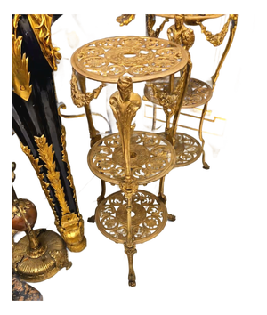 French Style Gold Leaf Tiered Side Table – Ornate Three-Tier Accent Stand
