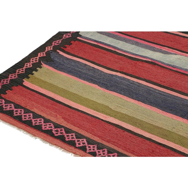 Vintage Shahsavan Persian Kilim in Red With Multicolor Stripes, From Rug & Kilim For Sale In New York - Image 6 of 7