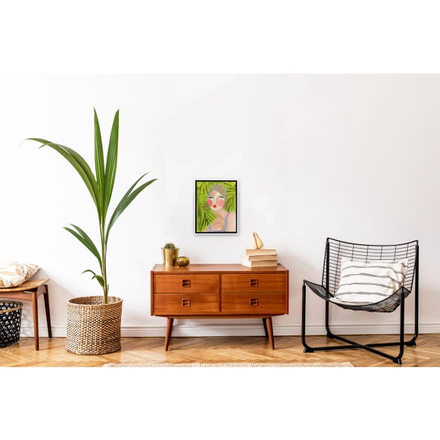 Miss Priss Palms 1 - Framed Original Figurative Abstract Portrait on Green Artwork by Lindsey McCord For Sale - Image 9 of 10