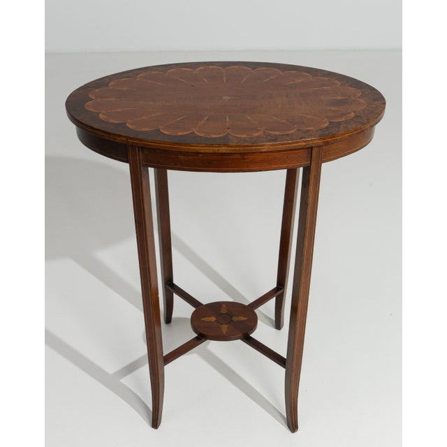 19th Century English Inlaid Oval Side Table For Sale - Image 4 of 14
