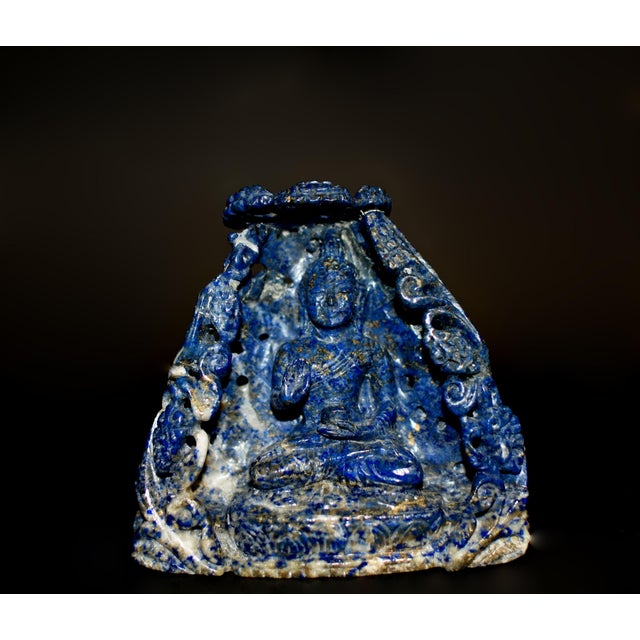 Lapis Lazuli Buddha in Alcove Finely Carved For Sale - Image 13 of 14