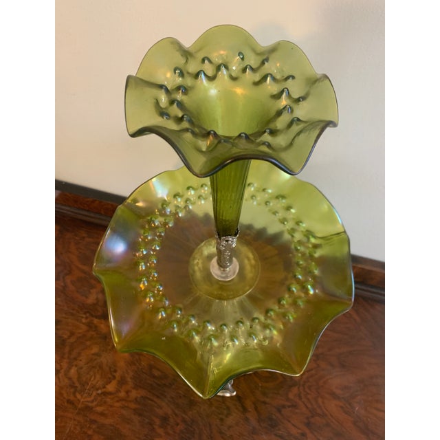 Art Nouveau Early 20th Century Green and Silver Art Nouveau Centerpiece For Sale - Image 3 of 3