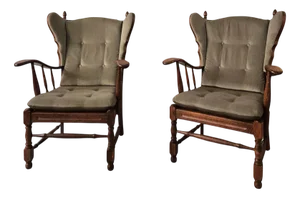 Scandinavian Wingback Chairs, 1960s-1970s, Set of 2