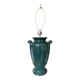 Vintage Neoclassical Green Ceramic Table Lamp For Sale