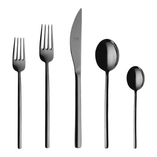 Mepra Due 5-Piece Flatware Set, Oro Black For Sale