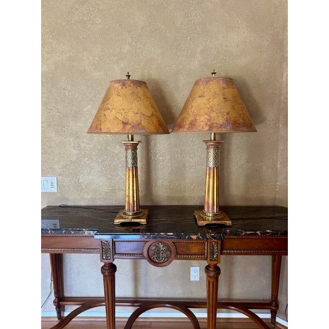 Stiffel Brass Gold Leafed Table Lamps - a Pair For Sale - Image 11 of 12