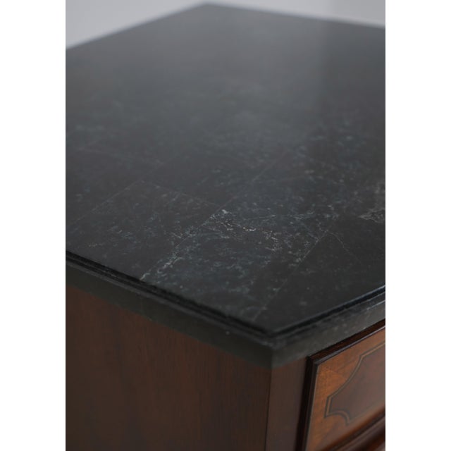 Scarborough House Pair Mahogany Marble Top Nightstands For Sale - Image 11 of 18