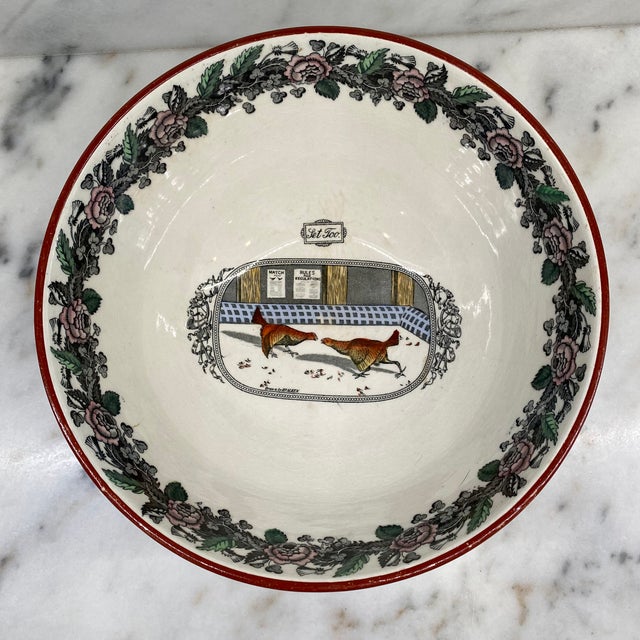 English 1920s English Adams “Old English Sports” Set to Cockfighting Bowl For Sale - Image 3 of 10