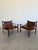Mid Century Arne Norell Sirocco Rosewood and Brown Leather Safari Chair Pair For Sale In Tampa - Image 6 of 12