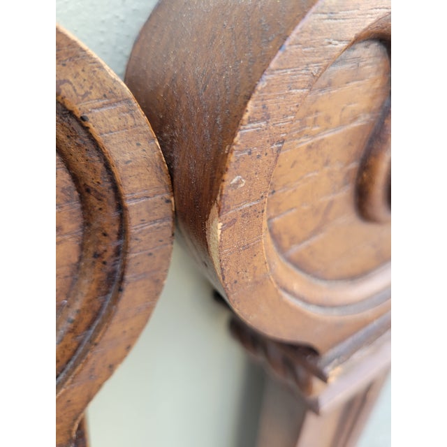 Vintage Faux Wood Pagoda Style Regency Extra Tall Curvy Wall Mirrors- A Pair For Sale - Image 9 of 9