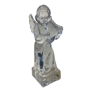 Mikasa 8" Crystal Cherub Angel Playing Harp Christmas Decor Herald Collection