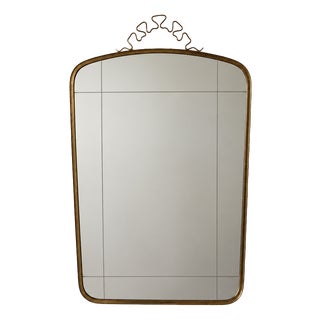 Large Mid-Century Modern Wall Mirror with Brass Crown from Münchner Zierspiegel For Sale