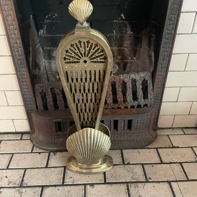 Vintage Brass Fan Fireplace Screen With Seashell Motif Chairish