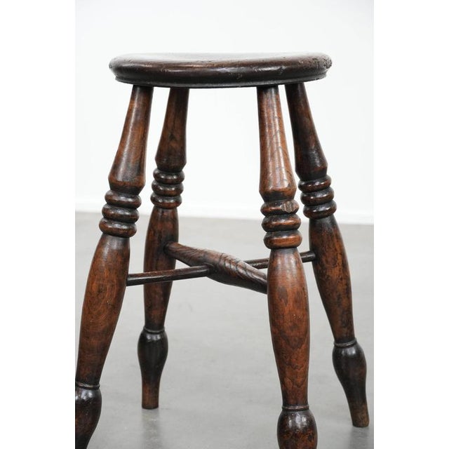 Wood Antique English Windsor Stool, 1700s For Sale - Image 7 of 13