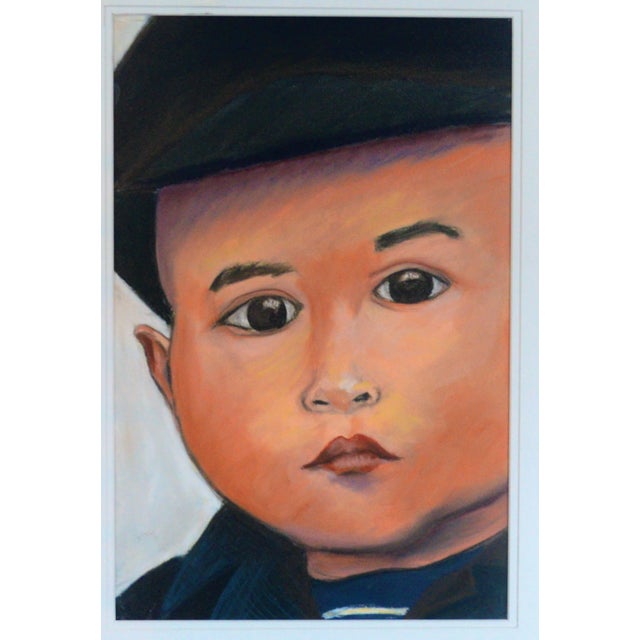 Portraiture Charcoal Pastel Young Boy Portrait Drawing For Sale - Image 3 of 6