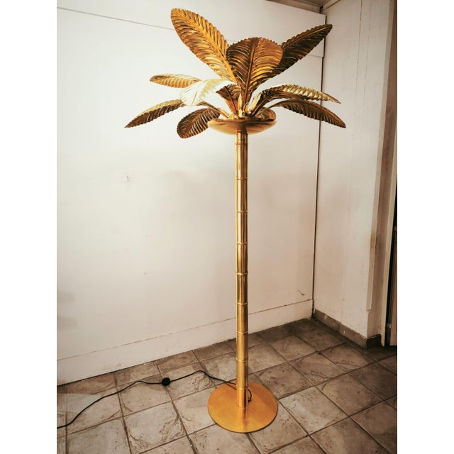 Vintage 12-Light Palm Floor Lamp in Brass, 1970s For Sale - Image 17 of 18
