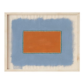 Terracotta and Gray-Blue Abstract Minimalist Art Print, Emily Keating Snyder, 24 X 30 Print in Wood Frame For Sale