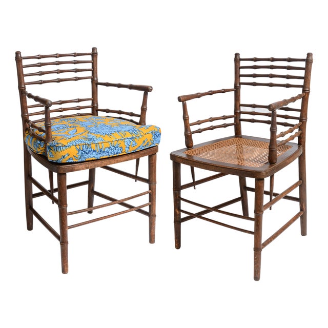 Pair English Aesthetic Movement Faux Bamboo Chairs ,Sussex Style, C1890-1900 For Sale