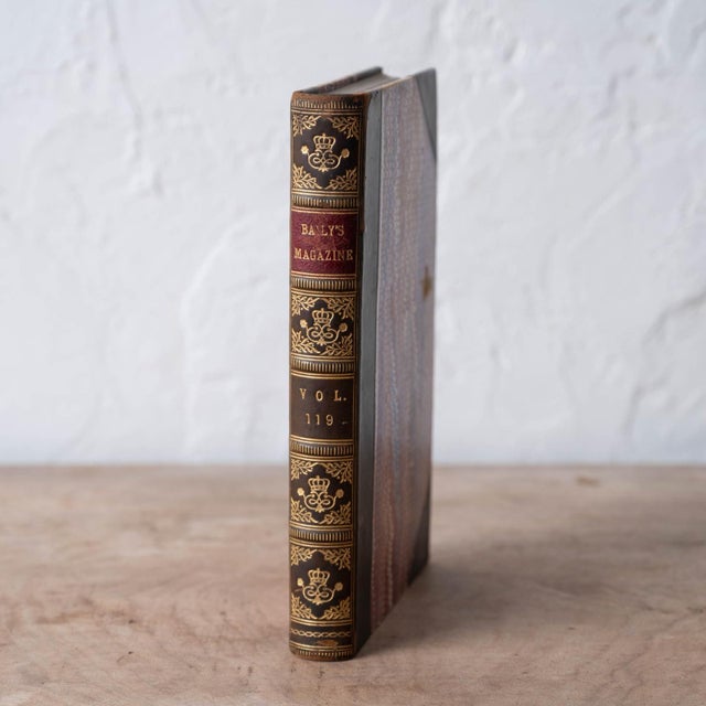 1920s 1923 Baily's Magazine of Sports & Pastimes Vol. 119 Antique Gilt Leather Book For Sale - Image 5 of 9