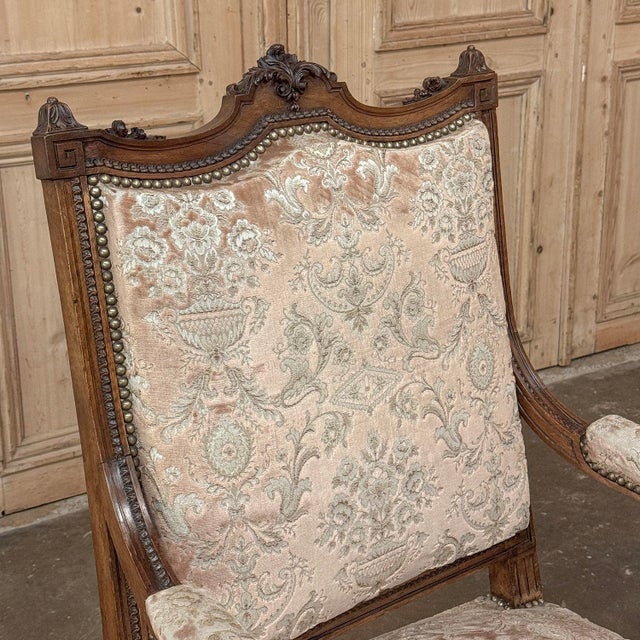 Pair of 19th Century French Louis XVI Carved Walnut Armchairs ~ Fauteuils For Sale - Image 10 of 18