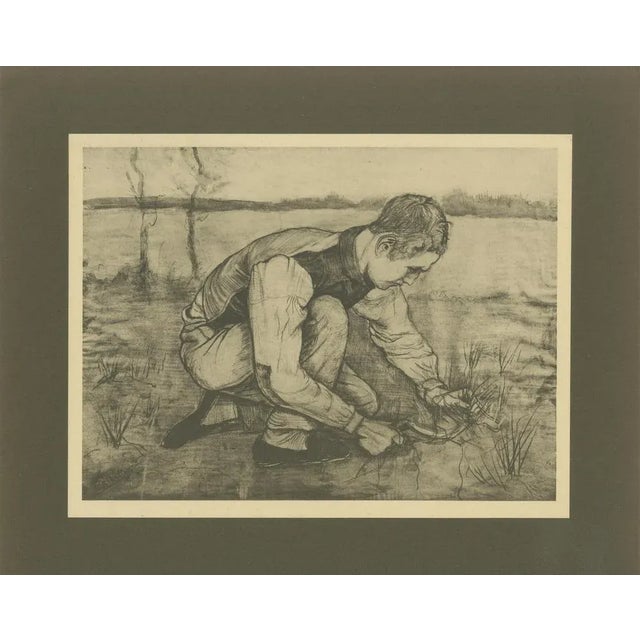 Title: Vincent van Gogh – Young Peasant Cutting Grass – 1928 Portfolio Print : This 1928 print is a reproduction of 'Young...