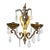 Pair of Jansen style two arm bronze sconces with hanging crystal prisms. Each sconce holds two taper candles and lights...