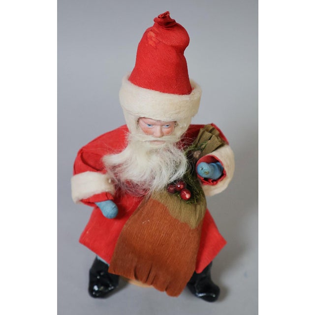 Antique German Crepe Paper & Spun Cotton Santa Figure Under Glass Dome, Made in Germany, Circa 1920s For Sale - Image 10 of 10