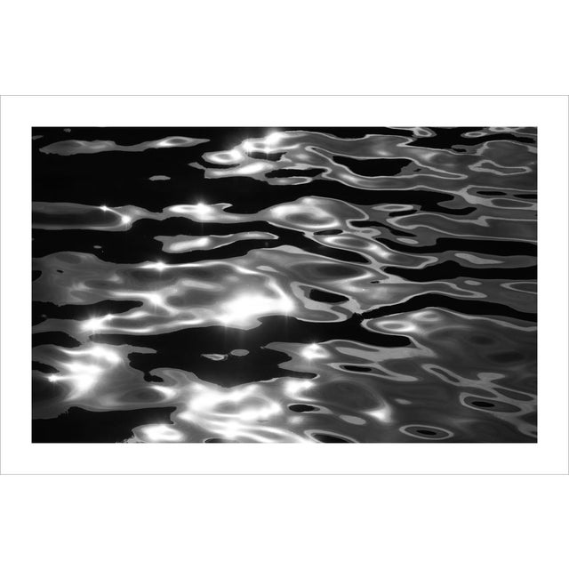 Large Black White Seascape, Reflections of Lido Island, Abstract Venice Waters 2021 For Sale