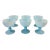 1930s Pretty set of 6 Morgantown Americana Turquoise blue opaline coupes // demi crystal // sherbet / champagne glasses // blue glasses For Sale
