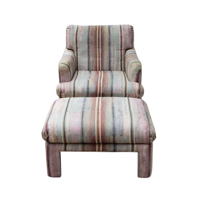 Parsons Style Armchair With Ottoman For Sale - Image 9 of 12