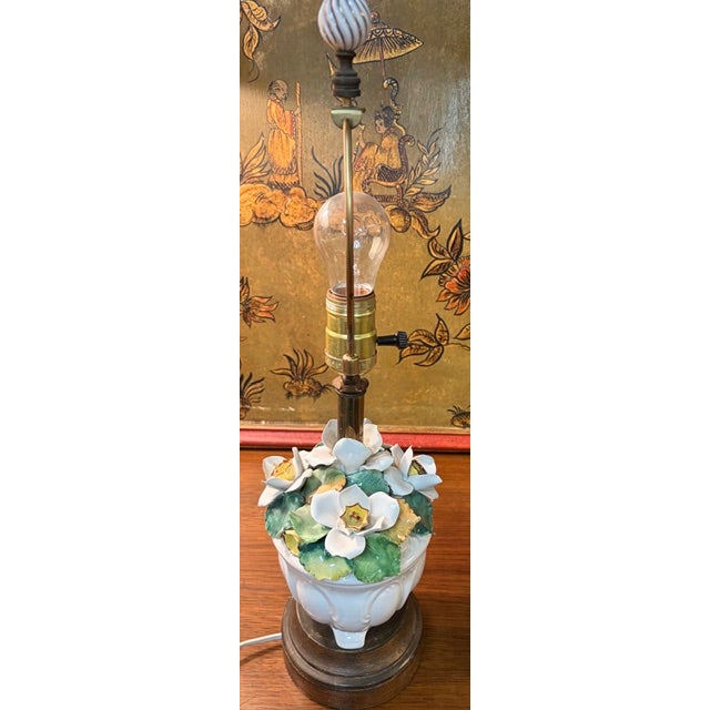 Early Italian Porcelain Floral Lamp in the Manner of Capodimonte For Sale - Image 10 of 10