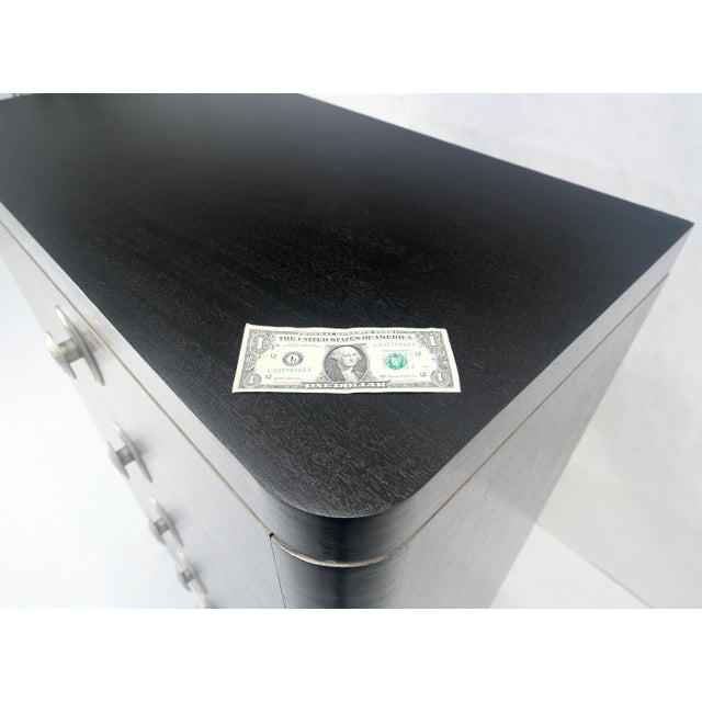 Black Lacquer & Silver 5 Drawers Art Deco Tall Chest Dresser MINT For Sale - Image 12 of 18