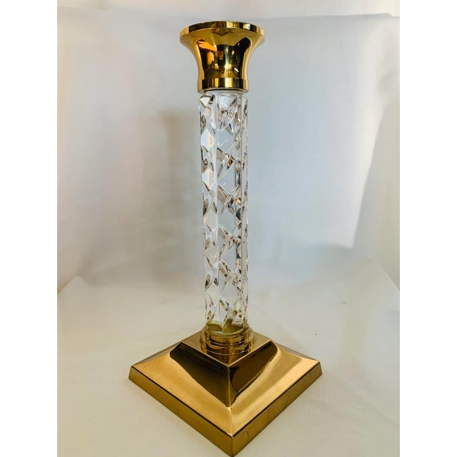 Single Waterford Crystal & Brass "Cambridge" Pattern 11" Candlestick ~ This striking and beautiful candleholder is perfect...