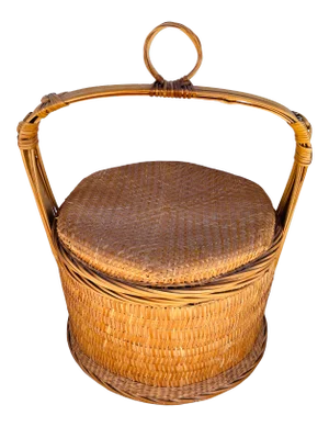 Early 20th Century Chinese Woven Rattan Wedding Basket
