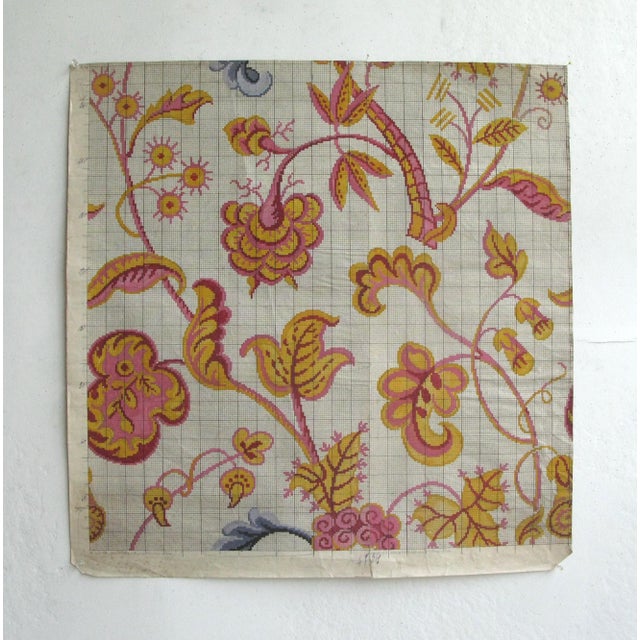 19th c. French original textile design. Gouache on paper. Each design is a one-of-a-kind, hand-painted work. The designs...